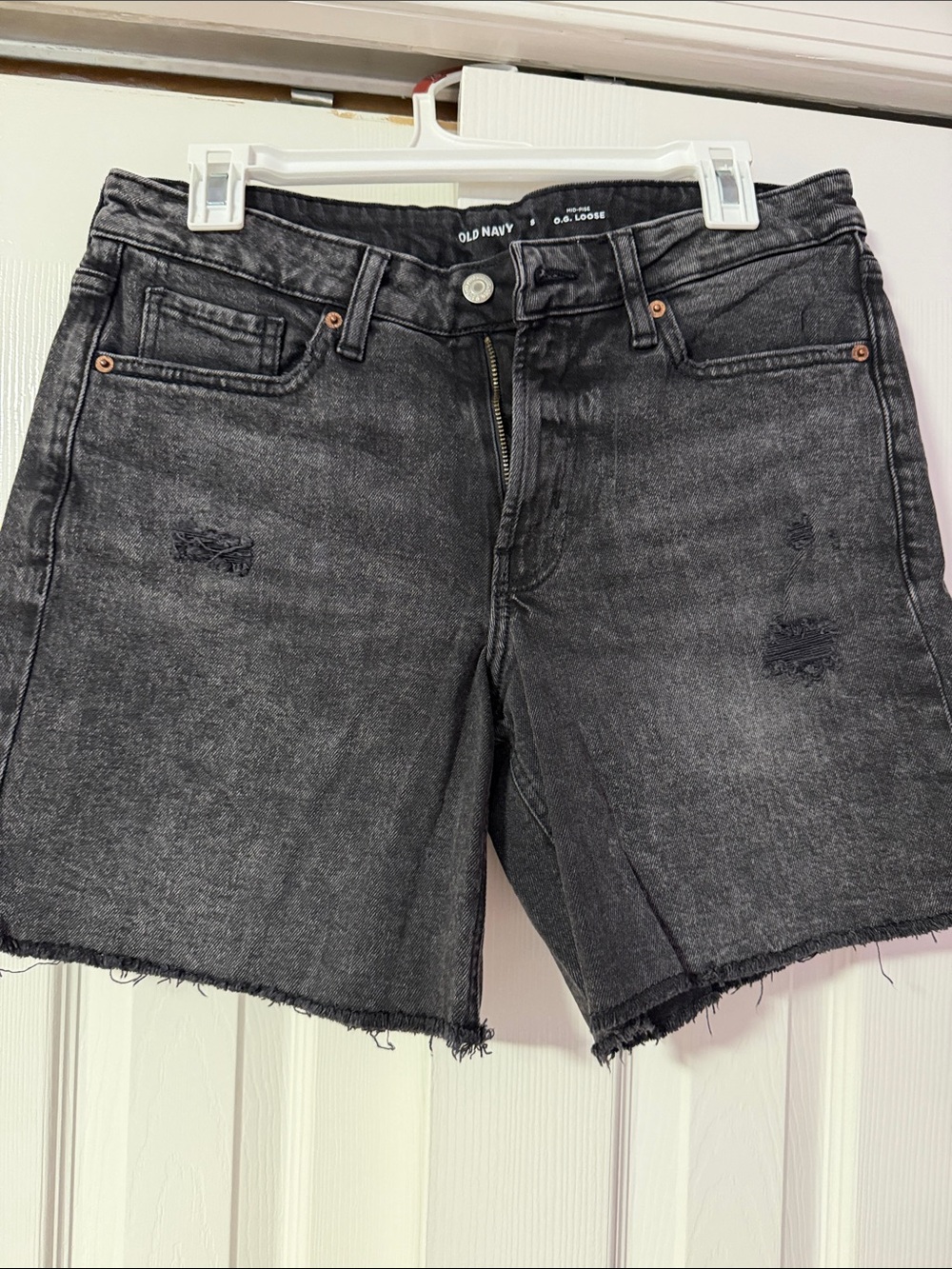 Old Navy Black Washed Distressed Denim Shorts